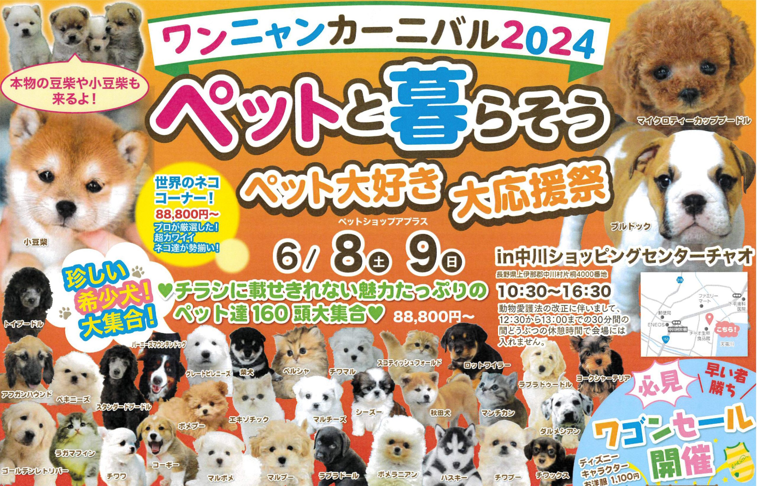 6月8日・9日 ワンニャンカーニバル – チャオ｜長野県中川村｜中川